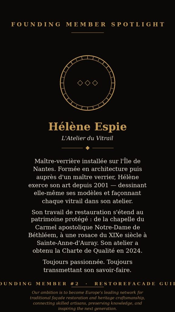 Hélène Espie, founding member of the RestoreFacade Guild, heritage facade restoration craftswoman